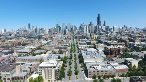 Chicago Skyline West Side City Showing Stock Footage Video (100% ...