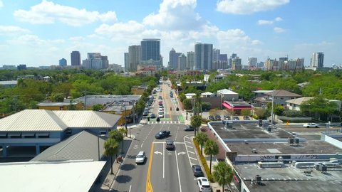 FORT LAUDERDALE, FL, USA - MARCH 20, 2018: Las Olas Boulevard Fort Lauderdale Florida aerial drone footage 4k 60p