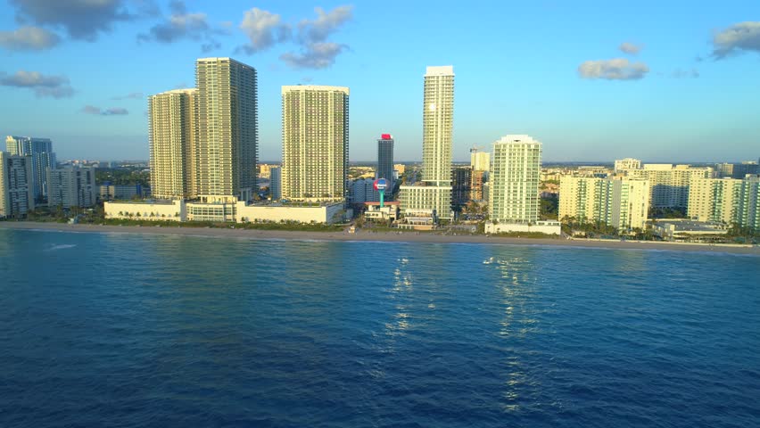 Drone aerial flight footage Hallandale Beach Florida 4k 24p