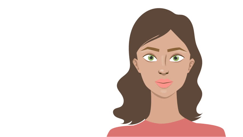 Beautyful cartoon woman applies makeup. Concealer. Step by step. Flat image.