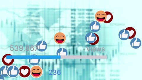 Video Counter Bar Graphic Showing Progess of Views and Likes on Social Media