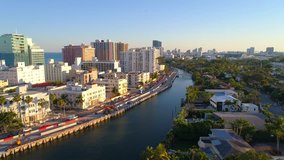Aerial drone video Miami Beach Indian Creek clip 3