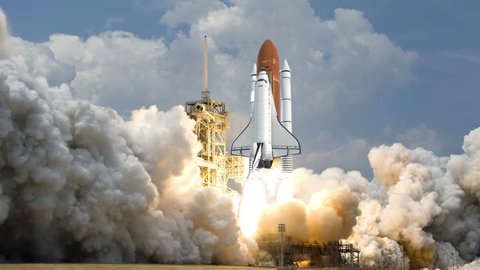 Space Shuttle launching in slow motion. Elements of this video furnished by NASA.