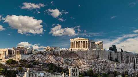 Parthenon, Acropolis of Athens, 4k timelapse video, Greece