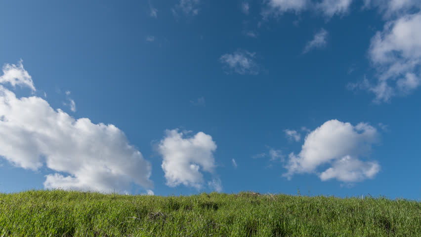 Blue sky, Green grass time lapse 4k 4444 colorspace