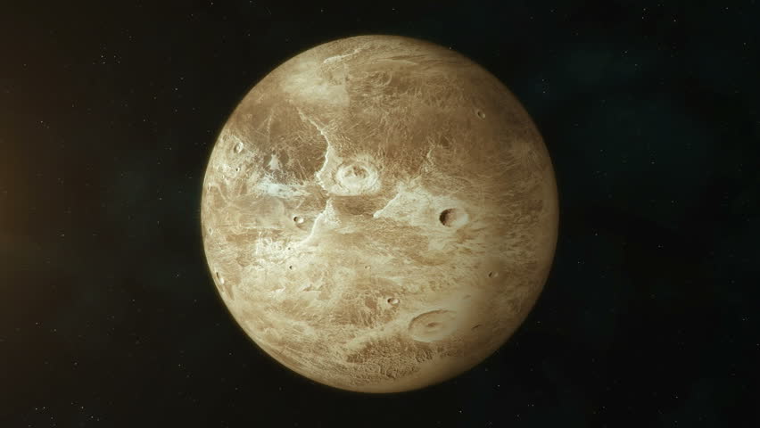 Realistic planet Pluto rotating in deep space. Seamless loop digital background.