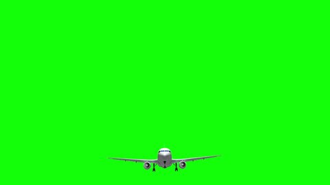  3d render of airplane flies on green screen background.