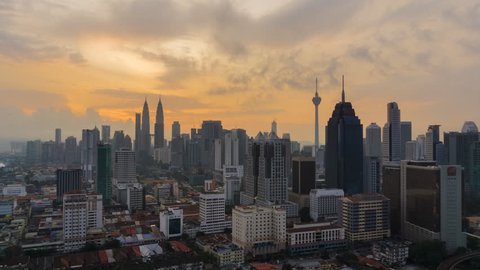 Time lapse: Kuala Lumpur city view during dawn overlooking the city skyline