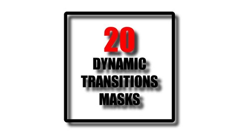 20 Dynamic transition shape masks. Ultimate set of transitions for business presentation or product promo video. Simple and stylish shape masks for trendy slide theme.