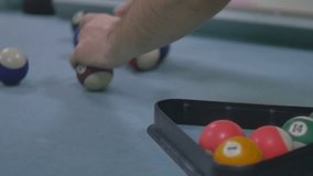 snooker ball Pool pocket billiards sport on snooker table slow motion video. the man plays billiards pool
