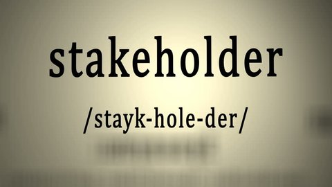 This animation includes a definition of the word stakeholder.