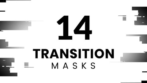14 futuristic transition masks. Blocky textured displacement maps for HUD design. High technology interface appearance.