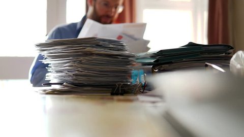 A Pile Of Papers, Letters, Too Much Work For Businessman Shuffling Time-Lapse 4K