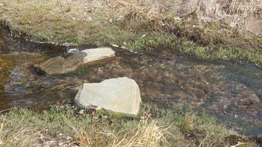Small babbling brook emptying into Houghton's Pond. Blue Hills Reservation in Milton MA