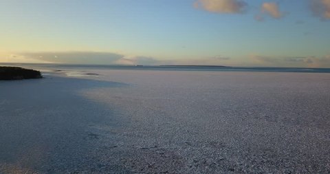 Aerial view frozen Baltic sea 