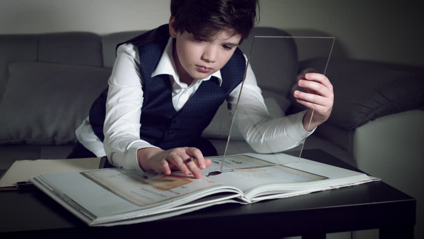 4K Future Transparent Smart Device, Boy Working on Tablet