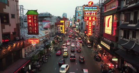 BANGKOK, THAILAND - MARCH 27, 2018: Yaowarat Road in Chinatown, Bangkok, Thailand.