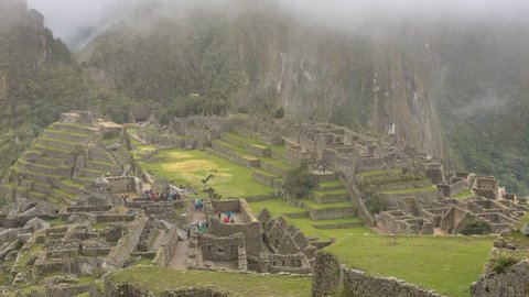 Epic hyperlapse in the famous ruins of Machu Picchu in Peru