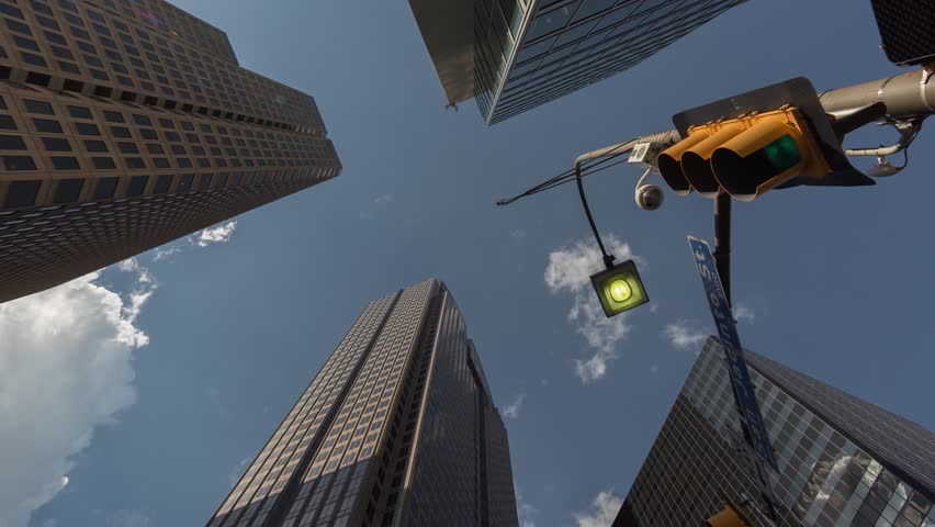 Dallas - Downtown Buildings - Moving Clouds Time Lapse