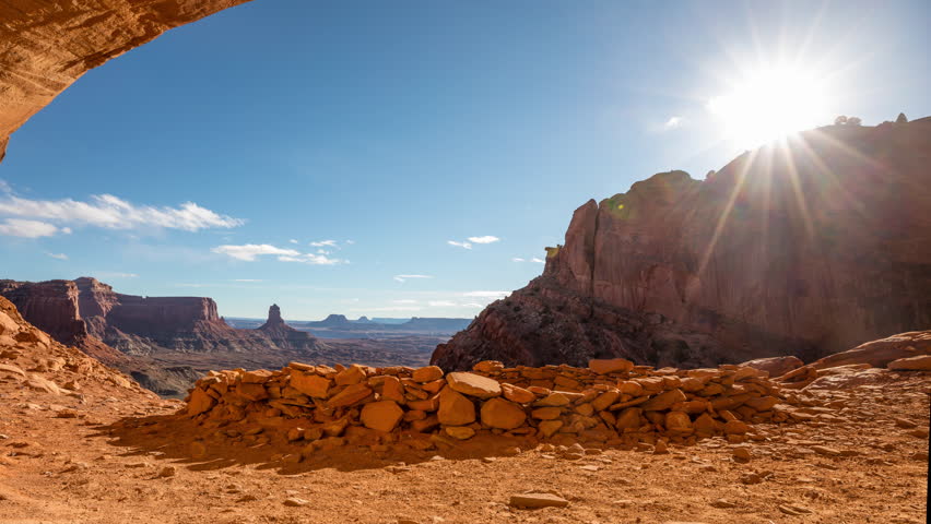 The False Kiva rock formation in Canyonlands National Park. Time Lapse Royalty-Free Stock Footage #1009152035
