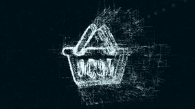 sign Shopping logo, a design consisting of a code of numbers and a symbol. Abstract shop icon in computer cyber network on a dark turquoise background - Powered by Shutterstock - Get 15% off with code: PIKWIZARD15