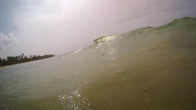 Hikkaduwa. Sri Lanka. Bathing on the beach. Big waves. Video FullHD 1080p