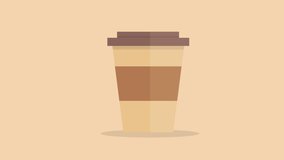 Animation - modern icon of coffee. Time to coffee concept. Footage in flat style - Powered by Shutterstock - Get 15% off with code: PIKWIZARD15