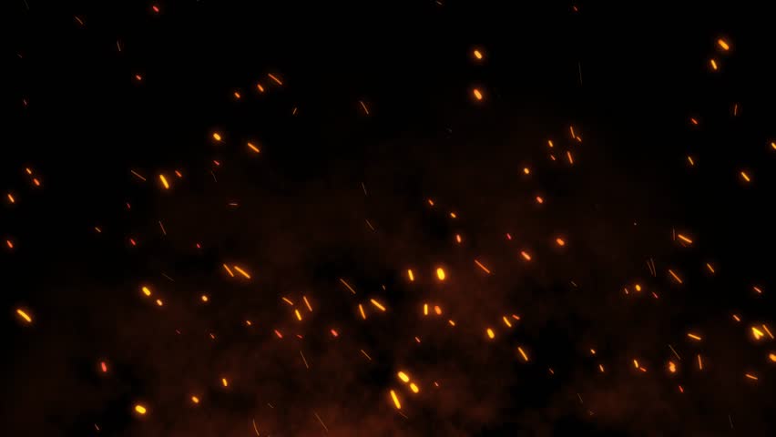 Burning red hot sparks rise from large fire in the night sky. Beautiful abstract background on the theme of fire, light and life. Fiery orange glowing flying away particles over black background in 4k | Shutterstock HD Video #1009164515