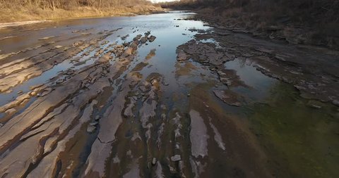 Flying over section of the Brazos River in Granbury Stock-video