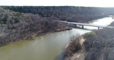 Bridges over Sparrow Creek in Graham, TX. Sparrow Creek feeds off the Brazos River. Stock-video