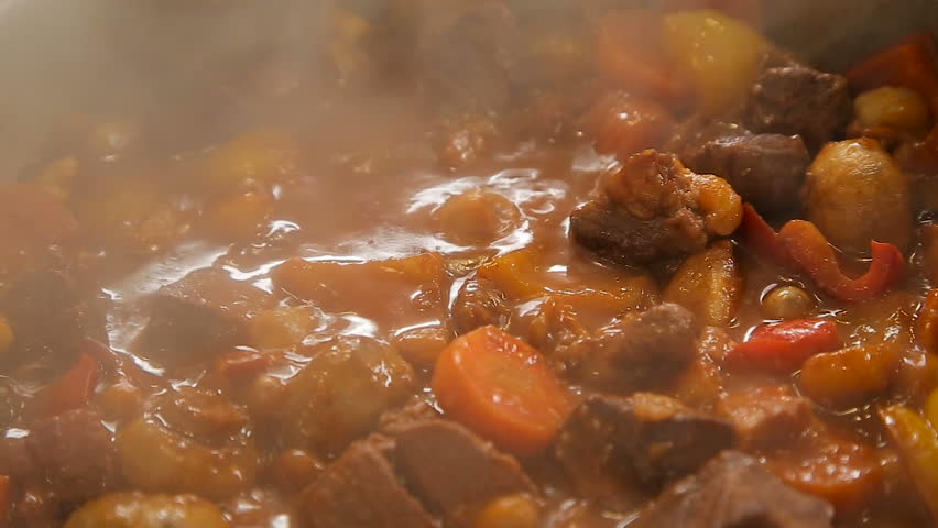 Stewing beef and vegetables goulash Royalty-Free Stock Footage #1009184747