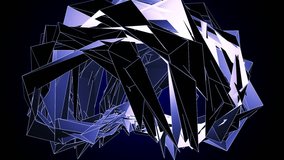 Beautiful Abstract Violet Polygonal Surface Moving Animation. Dark Triangles Motion On The Black Background. Three Variations.