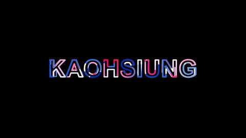 Letters are collected in city KAOHSIUNG, then scattered into strips. Alpha channel Premultiplied - Matted with color black