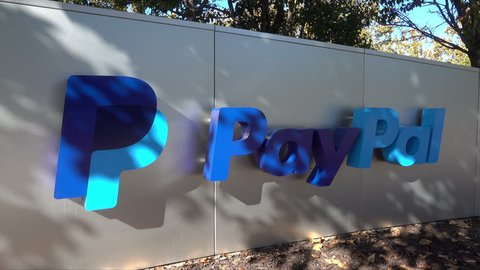SAN JOSE, CALIFORNIA/USA - OCTOBER 25, 2017: Paypal headquarters sign and logo. PayPal had its initial public offering in 2002.
