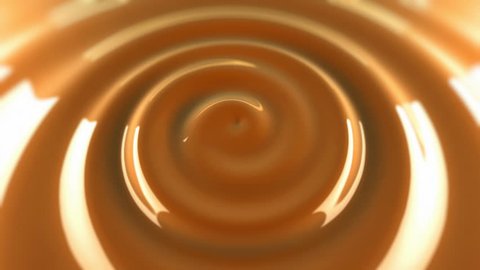 Swirl in caramel surface. Animation waving surface of caramel.
