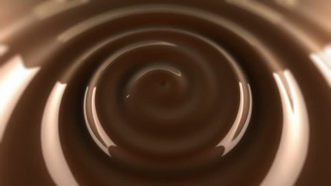 Swirl in coffee surface. Animation waving surface of hot chocolate.
