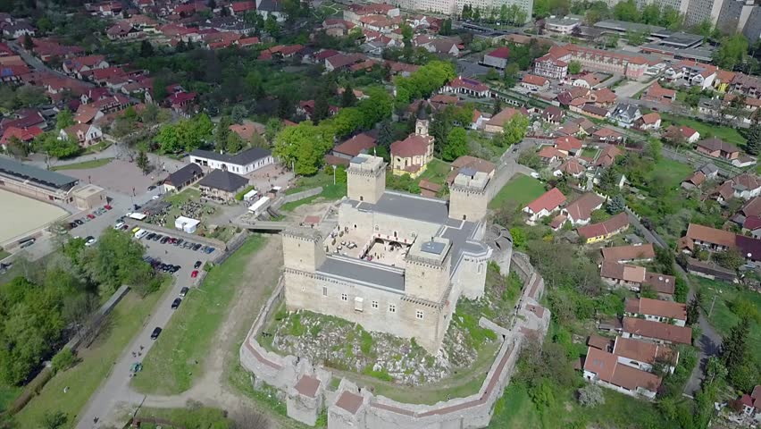 aerial view of Fortress Diosgyor in Miskolc, Aerial video shows the castle of Diosgyor near Miskolc, Hungary