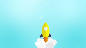 Rocket launch animation. Video suitable for infographics, presentation or advertising. stock footage