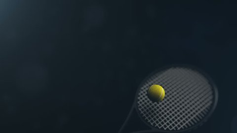 Tennis Ball being hit in slow motion on a black background