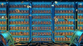 Program for processing Mining Cryptocurrency on a farm from PC video cards. Abstract digital background. Global internet worldwide. Binary computer code. Motion tech interface. Crypto business concept - Powered by Shutterstock - Get 15% off with code: PIKWIZARD15