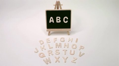 In Middle Frame A B C and Letters on blackboard 