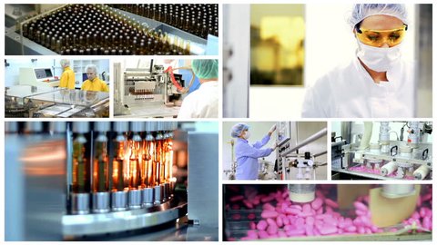 Pharmaceutical Drug Manufacturing - Conceptual Video Animation. 
Pill Manufacturing Montage. Pharmaceutical Industry. Industrial Equipment. Pharmaceutical Workers at Work. Medicine Production.