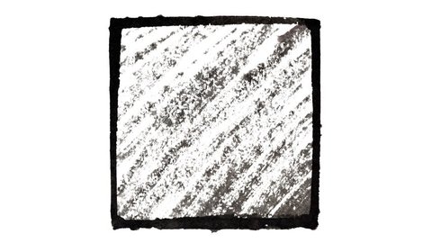 Animated handmade black squares with doodles. Seamless loop abstract background 