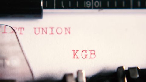 Typing "SOVIET UNION KGB" on an old typewriter with sound