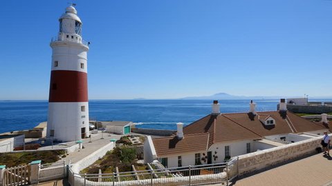  The Europa point light, Gibraltar in sunshine.  This protects shipping in the straits of Gibraltar. Also known as Trinity Lighthouse at Europa Point and the Victoria Tower or La Farola.