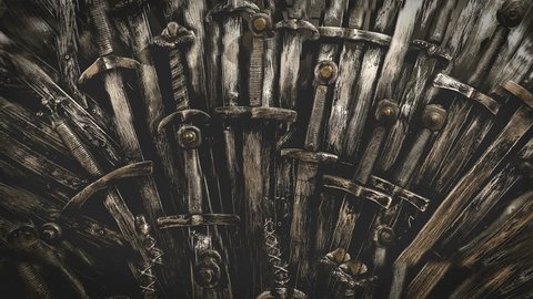 Metal knight swords background. Close up. The concept Knights. 4K.
