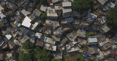 Aerial drone of the Favela, Brazilian Rio de Janeiro a low-income urban area in Brazil.