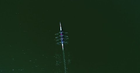 Aerial Shot Of Rowing Sport Team