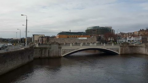 Beautiful Bridge over River Life in Dublin DUBLIN / IRELAND - MARCH 21, 2018