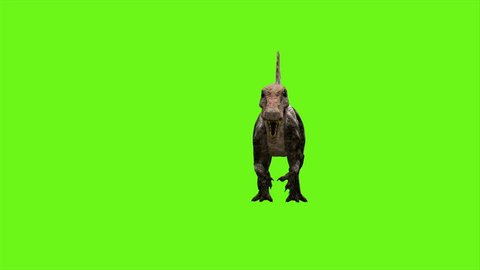 Dinosaur animation on green screen. GI realistic render. 4k.